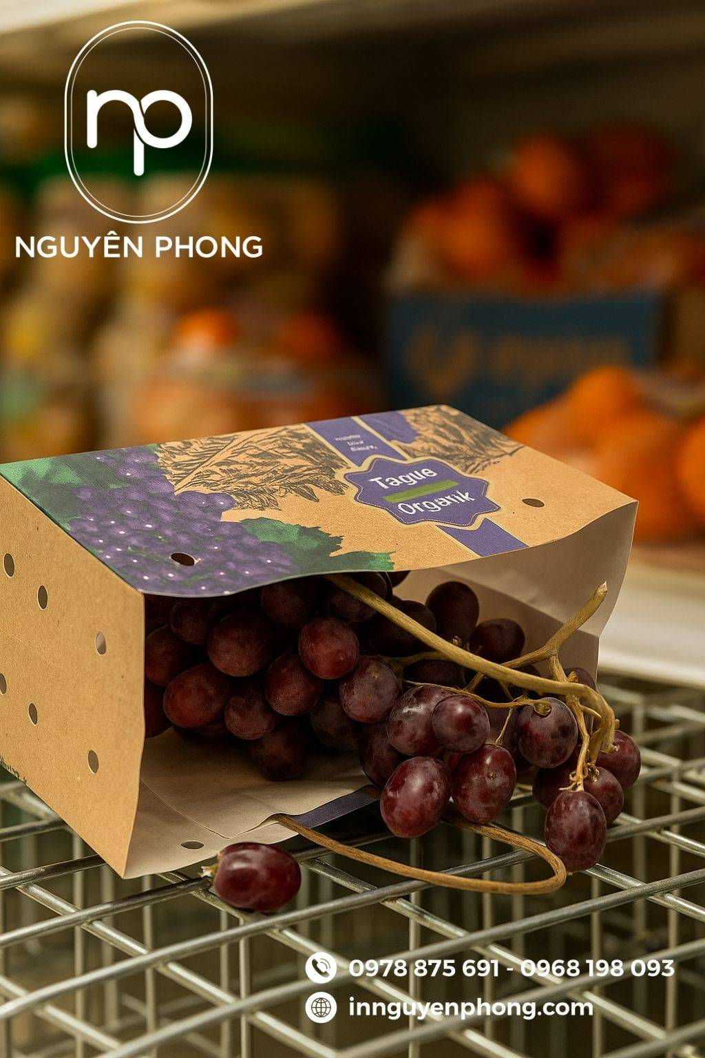 Mẫu túi giấy đựng nho khô kraft nâu mộc mạc 